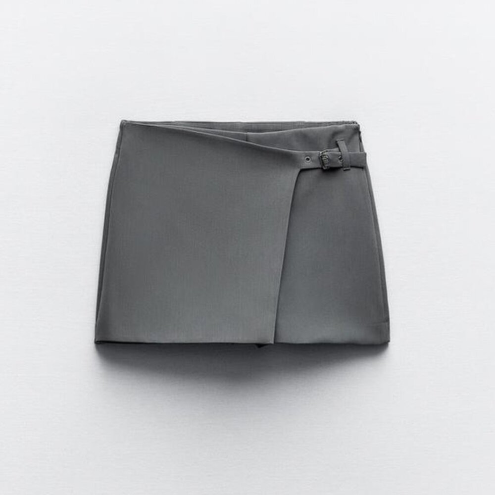 NWT Grey Buckle Zara Asymmetric Skort